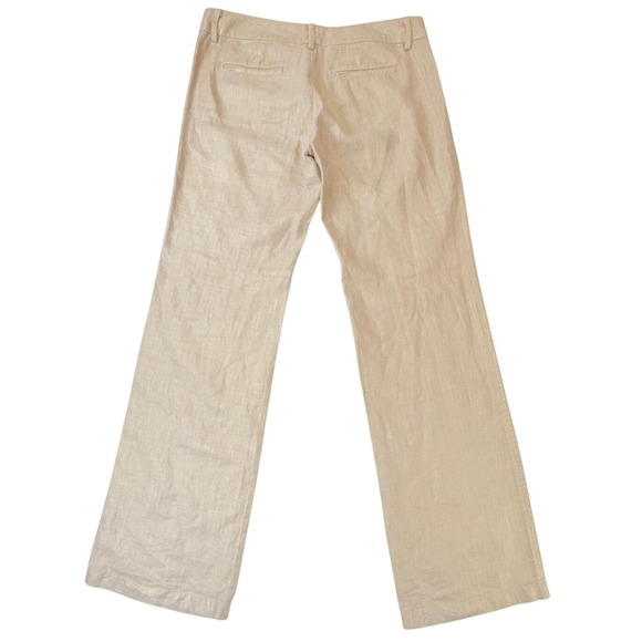 Lilly Pulitzer Linen Blend Wide Leg Pants Tan Size 4 Gold Button Detail - Picture 2 of 11